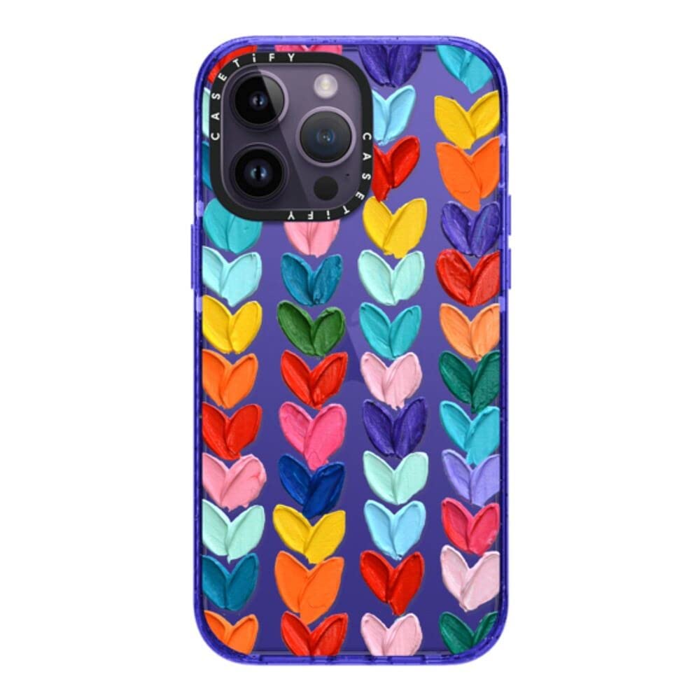 CASETiFY Impact iPhone 14 Pro Max Case [4X Military Grade Drop Tested / 8.2ft Drop Protection] - Polka Daub Hearts - Peri Purple