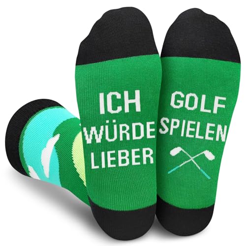 Gemtte Golf Socken Geschenke für Männer, Lustige Socken mit Spruch Ich Würde Lieber Golf Spielen, Geschenk für Golfer Papa Opa Freund Bruder Jungs