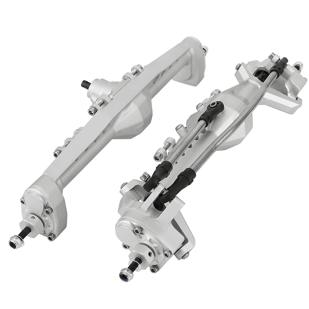 RZXYLRC Full CNC Aluminum Alloy Front Rear Portal Axle for 1/10 RC Crawler Car Axial Capra 1.9 UTB, Completes Axle Set Metal Upgrades (Silver)