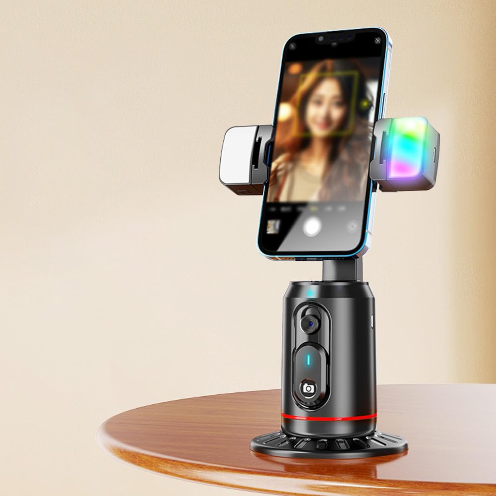 POFET Treppiede per Selfie con Stick per Selfie con tracciamento Automatico del Volto con Luce di riempimento remota Bluetooth per Streaming Video Tiktok di Vlog