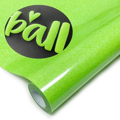 Image of Fluorescent Green Glitter Puff Vinyl Heat Transfer - 12 inch x 5ft 3D Puff HTV Vinyl, Glitter Puffy Iron-On for Fabrics, Perfect for T-Shirts, Bags, Pillows, Compatible with Cricut & Cameo