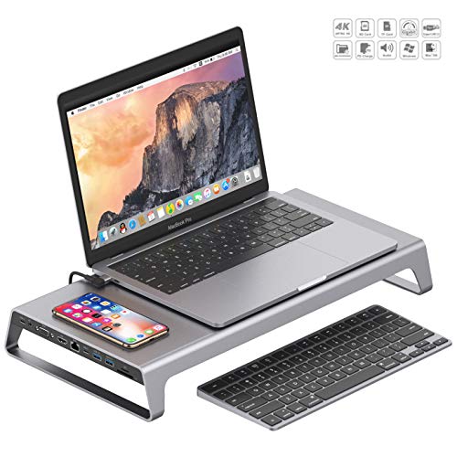 Aeelue Type-C Multi-Function Dock Station USB C HUB Base Multifunction 11 in 1 Hub Wireless Charging for Notebook Laptop MacBook Air/Pro HUB to HDMI/VGA/PD/SD/TF/RJ45/USB 3.0/USB-C Female Converter