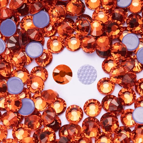 Image of Hotfix Rhinestones Bulk 1500PCS SS12 (3.0-3.2mm), Orange Glass Rhinestones for Clothes, Tumblers, Shoes DIY, Heat Transfer Flatback Gems for Crafts & Decoration
