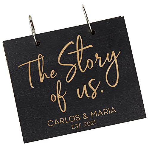 Personalization Universe The Story Of Us Personalized Wood Photo Album - Black Poplar