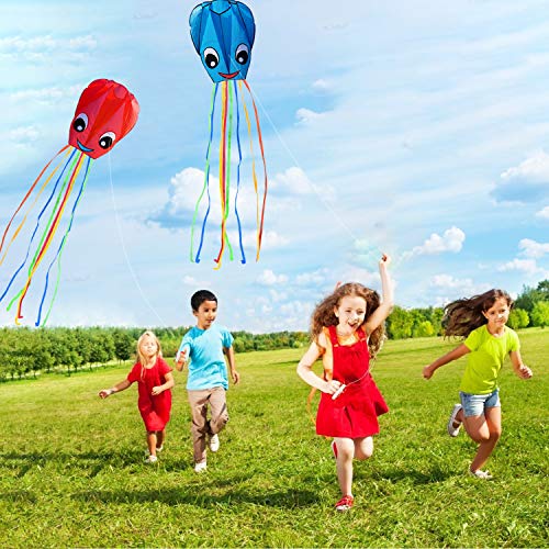 Listenman 2-Pack New Upgraded Smiley Large Octopus Kites, Easy To Fly Long Colorful Tail Kites For Kids Adults Outdoor Activities Beach Park Trip, Great Gift For Children Childhood Precious Memories #TOP4