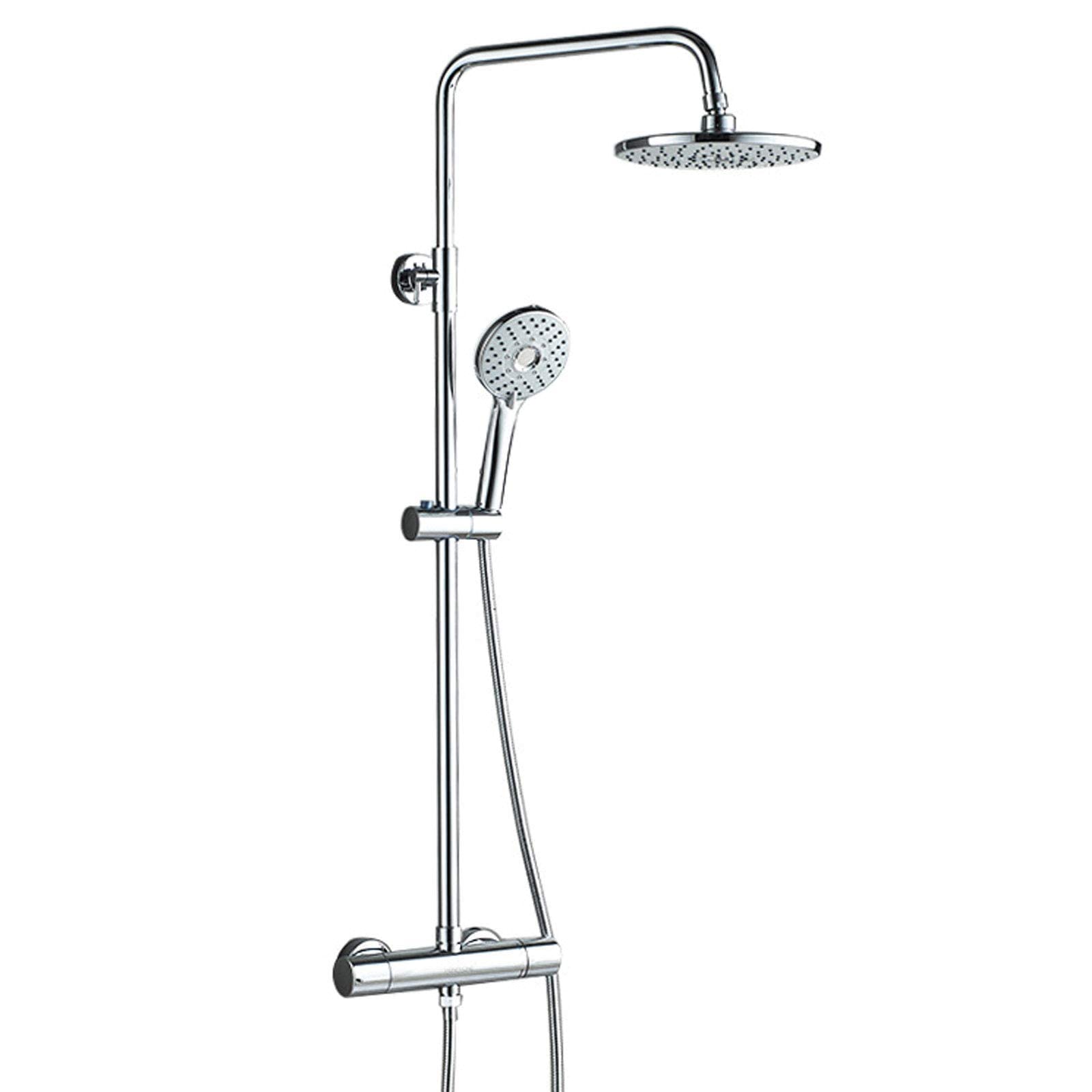 Système de douche thermostatique réglable avec mitigeur sécurisé et pommeau mural