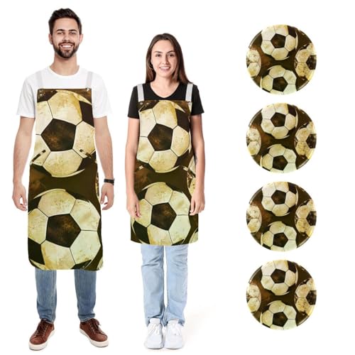 Tablier de cuisine rétro de qualité supérieure football lot de 2