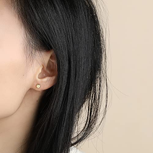 S.Leaf Sterling Silver Stud Earrings for Women Gold Plated Tiny Dot Disc Star Coin Earrings Small Round Tiny Earrings Dainty Simple Earrings for Women3