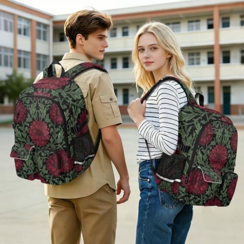 Mochilas de viaje William Morris dalias rojas para organizar tu equipaje sin pesar de más 7