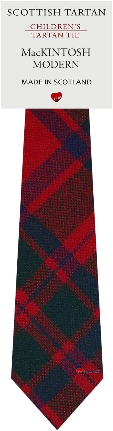 I LUV LTD Boys All Wool Tie Woven And Made in Scotland in MacIntosh Modern Tartan