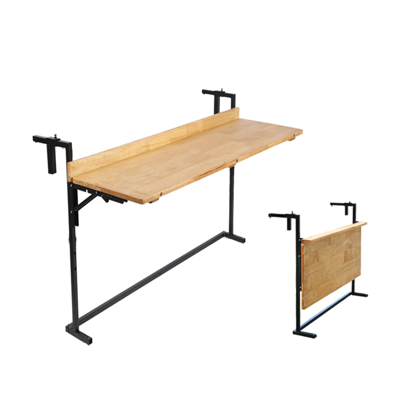Table pliante murale d'extérieur robuste en bois d'hévéa noble de 120 cm