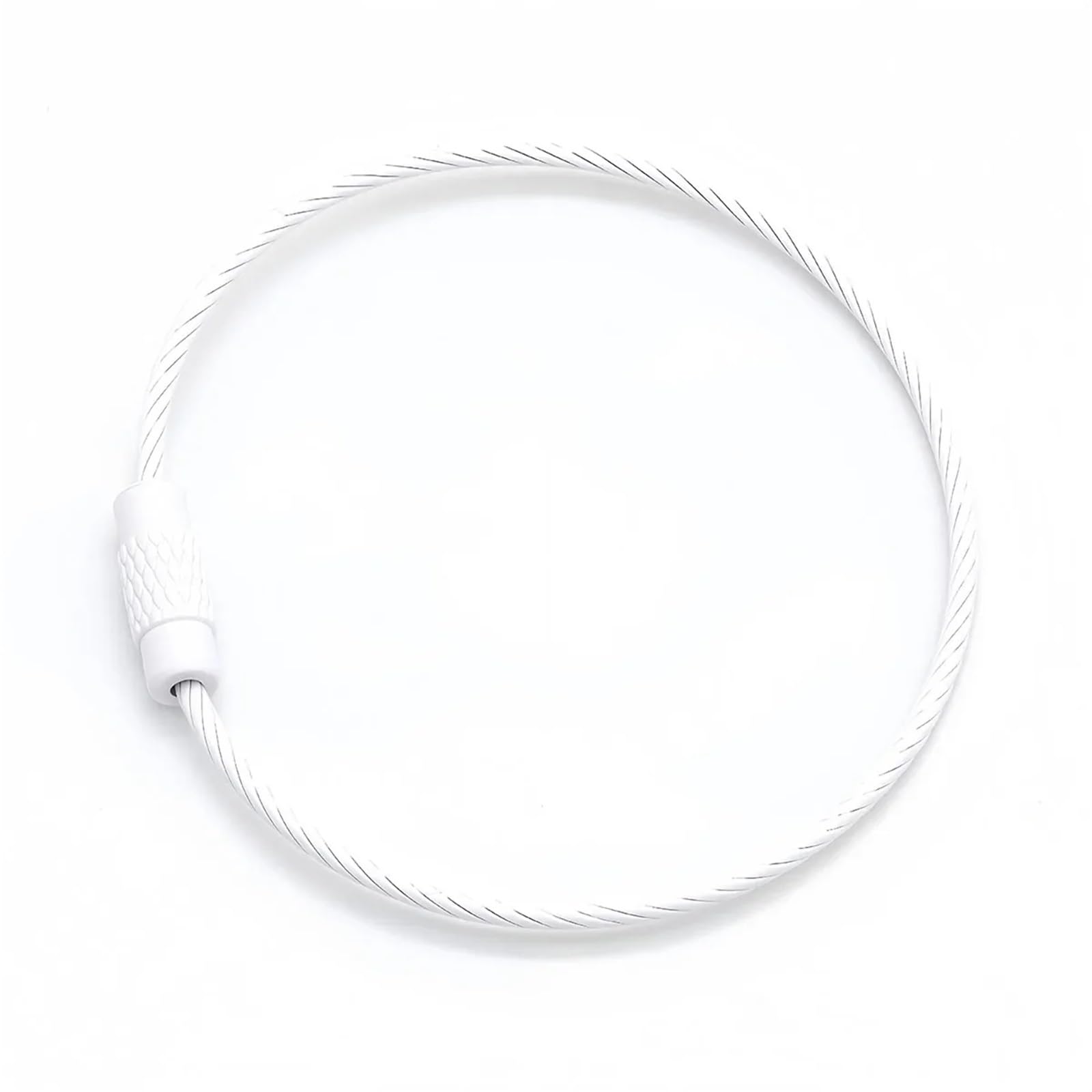 Porte-clés en fil d'acier inoxydable boucle câble blanc corde circulaire outdoor