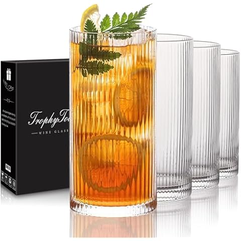 TrophyToast Ribbed Highball Glasses Set Cover