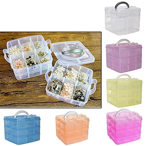 Image of LEMBOSE 1 PCS organizer storage box, 18 Grid Square Storage Box, toy organisers storage box, transparent box, 3-layer Jewelry Accessories Toy Finishing Box, Multi-purpose Storage Container(BLUE)