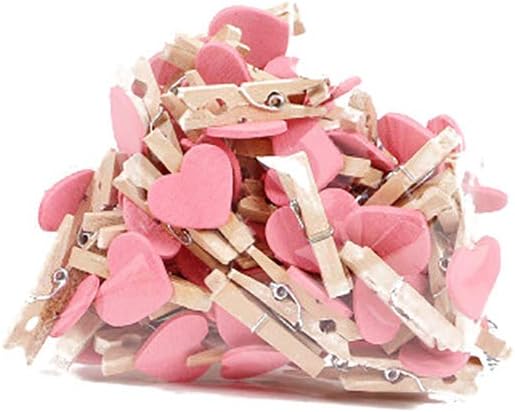 LANGUGU 100 Pcs Mini Wooden Pegs Clips Heart Design Clip Photo Holders Clothespins Kids Crafts Picture Holder Photo Paper Card Peg Pin Craft Clips (Purple) image 3
