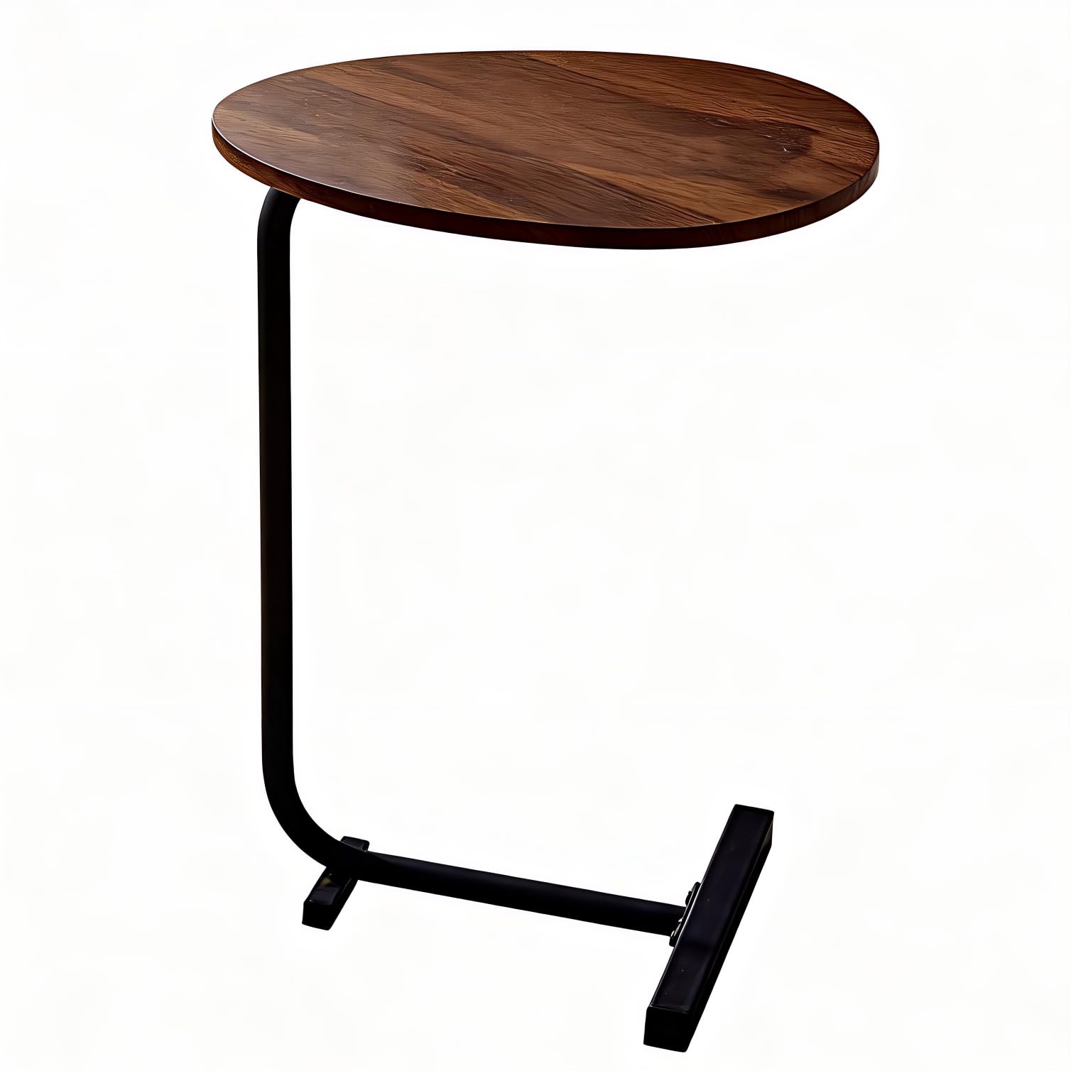 Homullel C-Shaped Side Table, Sofa Table End Table for Living Room, Lightweight Coffee Table, C Table for Sofa, Oval Tabletop (Brown)