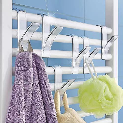 LONALYUN Lot de 8 crochets pour radiateur de salle de bain, crochets muraux en plastique, crochets polyvalents, crochets pour porte-serviettes chauffants, crochets de radiateur