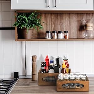 Okllen Set of 2 Wooden Nesting Countertop Baskets, Decorative Wood Storage Box Farmhouse Rustic Crate with Cutout Handles for Bread, Fruit, Vegetables, Kitchen, Bathroom, Pantry Supplies, Brown Okllen Set of 2 Wooden Nesting Countertop Baskets Decorative Wood Storage Box Farmhouse Rustic Crate with Cutout Handles for Bread Fruit Vegetables Kitchen Bathroom Pantry Supplies Brown