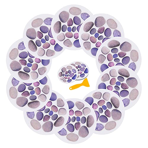 10 Pcs 5.91" X 5.91" Large Bright Non-Slip Adhesive Waterproof Pebble Stickers For Bathtub Tub Shower Room Floor Stairs Ceramic Tile Anti-Skid Appliques With Scraper,Anti-Slip Deacls Pack(Cobblestone) #TOP3