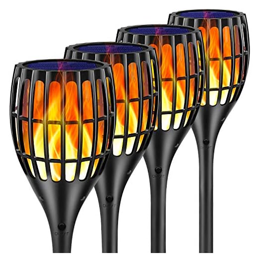 Ollivage Solar Lights Outdoor, 43" Flickering Flames Torch Lights Solar Garden Lights Waterproof Landscape Lighting Dusk to Dawn Auto On/Off Security Torch Light for Yard Patio Driveway, 4 Pack
