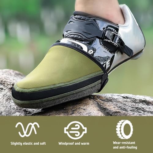 Cubiertas para zapatos de ciclismo, capa resistente al clima con forro de lana cálida, cubre dedos térmicos a prueba de viento para clima frío, banda elástica y puntera de kevlar para bicicleta de carretera y montaña miniatura 6