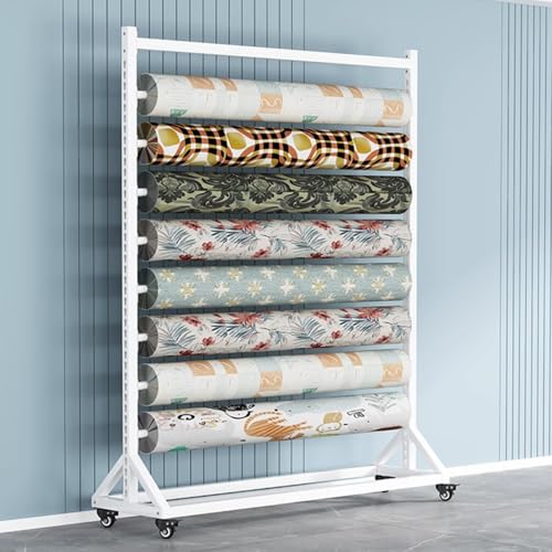 YVYKFZD Estante de Almacenamiento de tela comercial, Estante de exhibición de rollo de tela grande con barra colgante ajustable, Soporte Organizador de acero resistente, papel tapiz(200cm/78.7in,6 rod