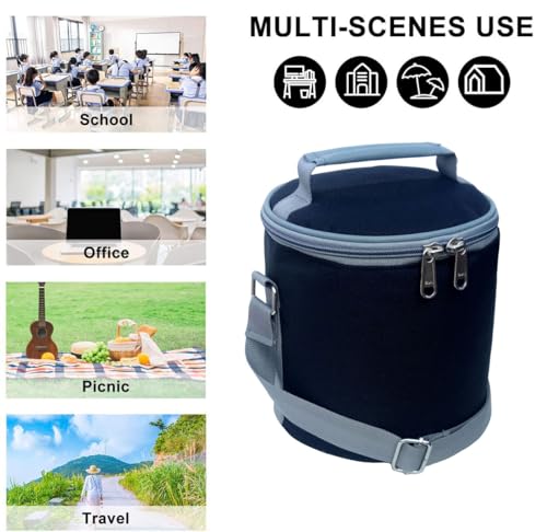 Image of Black Insulated Lunch /Tiffin Cover Bag, Polyester, Water Resistant, Classic Style, for Office, School and Travelling, 1 Litre (Without Containers, Size-6.5 X 6 X 6)