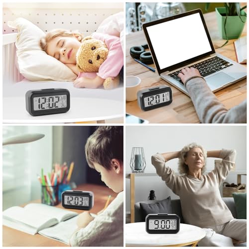 Image of Kadio Digital Alarm Clock, Electronic Alarm Clock, Bedside Table with Large LED Display, Battery Operated Travel Alarm Clock, Table Clock with Temperature Snooze Function, Digital Alarm Clock for