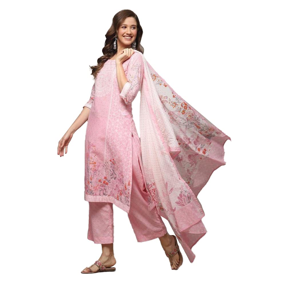 biba Women Cotton Printed Straight Salwar Kurta Dupatta-picture-31