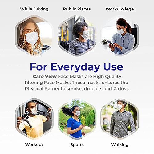 Image of Careview Unisex CV2920, SITRA Approved, Nonwoven Fabric 3 Ply Colored Disposable Surgical Mask with Built in Metal Nose Pin and 1 Melt Blown Layer (White) - Pack of 200 (CV2920-Coloured)