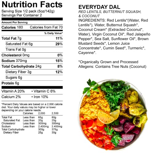 Image of Maya Kaimal Organic Indian Foods | Red Lentil Everyday Dal | 10oz (PACK of 3) | Microwaveable, Ready to Eat, Fully Cooked with Butternut Squash and Coconut | Vegan, Ready to Eat