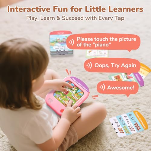 Image of JoyCat Kids Learning Tablet, Phonics Talking Flash Cards, Learn to Read with 156 Pages, 40+ Themes, 600+ Words, 100+ Interactive Games, Screen-Free Learning Toys Birthday Gifts for 2-6 Year Old