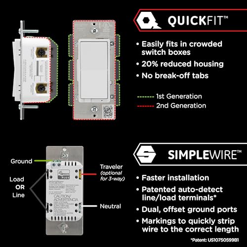 Image of Enbrighten Z-Wave Fan Control Switch, Paddle, White & Light Almond, 1 Pack | Line /Load Swapping, Adjust Fan Speed, Interchangeable Paddles, Hub Required, Works with Alexa & Google Home