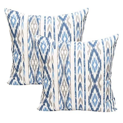 TRESMESTRES Fundas de Cojines para Sofá Grandes, Gigantes y Pequeñas - Estilo Mediterráneo/Costero - Almohadas/Almohadones para Cama - Pack de 2, Funda Cojín 45x45 cm, Azules y Grises