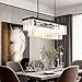 NOXARTE Modern Luxury Rectangular Crystal Chandelier with 7 Lights Hanging Ceiling Pendant Light for Dining Room L39 Inch
