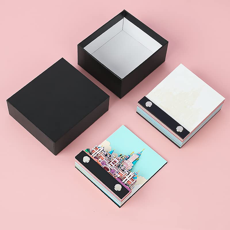 3D Notizblock, nicht verklebt, 3D Schlossmodell Papierkunst, 9 x 8 x 2,8 cm, 90 Blätter, Tischdeco