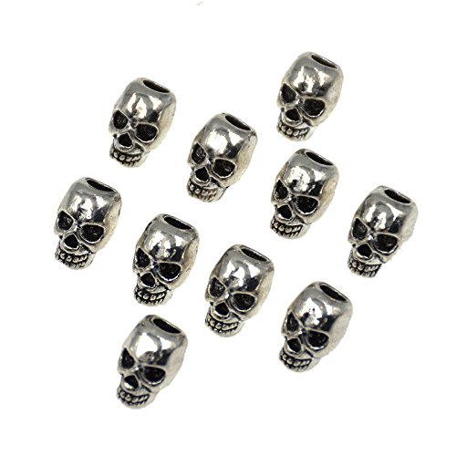 Baba 10 Pieces Skull Halloween Style Braiding DIY Accessory Dread lock Hair Beads Hair Braid Pins Rings Cuff Clips Tibetan Jewelry Decor