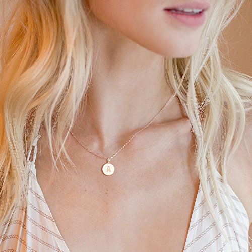 PAVOI Initial Pendant Necklace for Women, 14K Gold Plated, Rose Gold, R by PAVOI - Used condition - Image 2