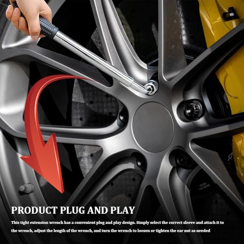 Image of Telescoping Lug Wrench, Tire Wrench, Wheel Nut Remover 1 /2 Drive with 17 /19mm and 21 /23mm Flip Sockets, Carbon Steel Lug Nut Wrenchs Tire Repair Tools for Cars, Vans, Trucks, Caravans