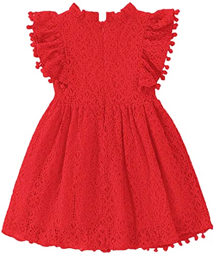 Image of Toddler Girls Lace Tulle Dress Baby Girl Elegant Flutter Sleeve Party Princess Dresses