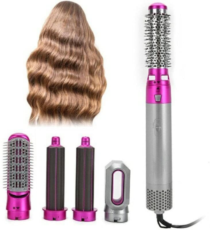 Image of Techking (๐๐ ๐๐๐๐๐ ๐๐๐๐๐๐๐๐) 5 in 1 Hot Air Styler Hair Dryer Comb Multifunctional Styling Tool for Curly Hair machine for Straightening Curling Drying Combing Scalp Massager For Women