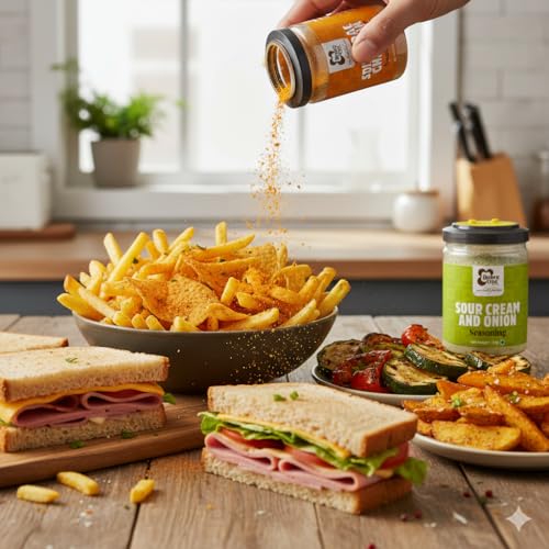 Image of Browntree Cheddar Cheese + Sour Cream & Onion Popcorn Seasoning Powder | Combo Pack -100g(Each Pack 50g)| Creamy & Tangy Flavours | Ideal for Snacks & Popcorn