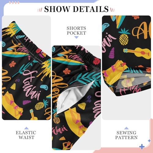 Aloha Hawaii Boys Long Pants Soft Trousers Elastic Waist Kids Lounge Bottoms with Pockets S-XL4