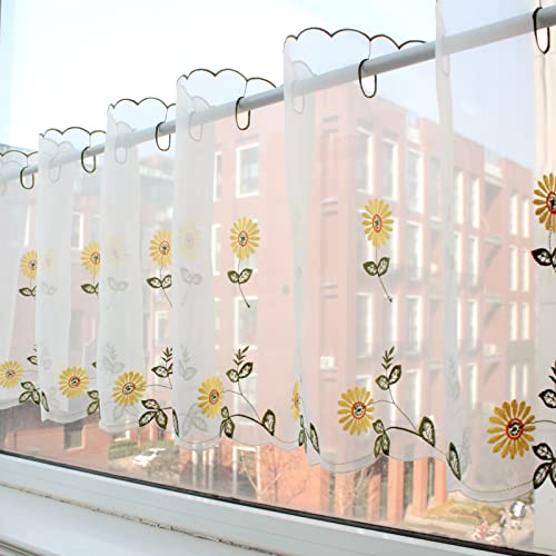 USbelff Romantische Sonnenblumenstickerei Vorhänge für Küche und...