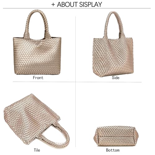 Image of JINMANXUE Unisex Fashion Woven Bag Damen-Tragetasche, Golden1, 16.1 inch W x 7.1 inch D x 11 inch H