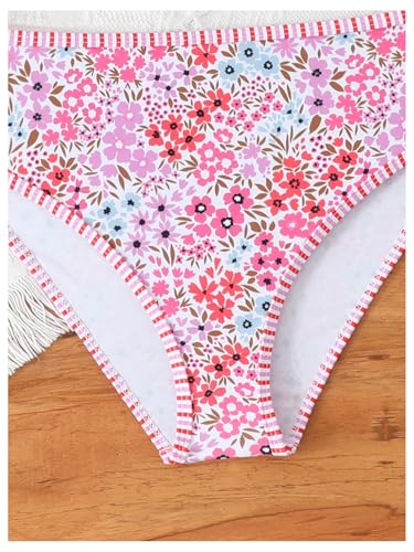 Milumia Girl's 2 Piece Swimsuit Floral Print Spaghetti Strap High Waisted Bikini Sets4