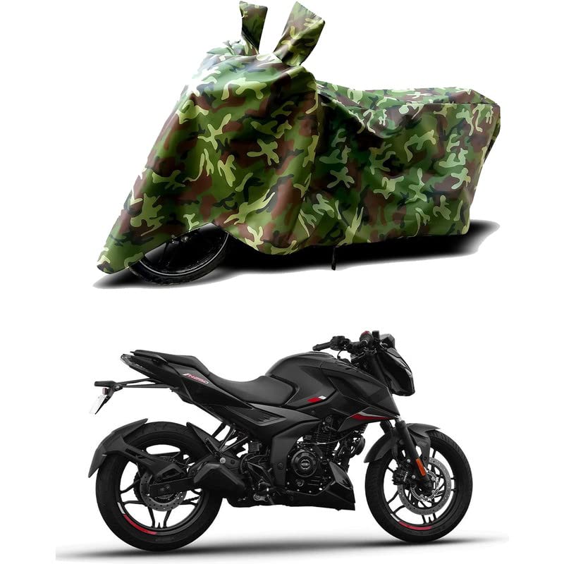 Image of 100% Water Resistant Bike Scooty Two Wheeler Body Cover Compatible for Bajaj Pulsar N250 STD /UV-Rays /Heat Protection /Birds Dropping /Scratchproof /Dust Proof /Waterproof /All Varient[Green MJ]