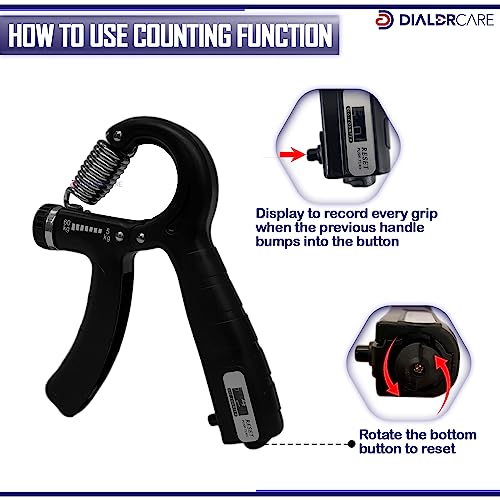 Image of DIALDRCARE Hand Grip Strengthener with Adjustable Resistance 5-60kg, Wrist Strengthener with Counter for Muscle Building and Injury Recovery (Pack of 2)