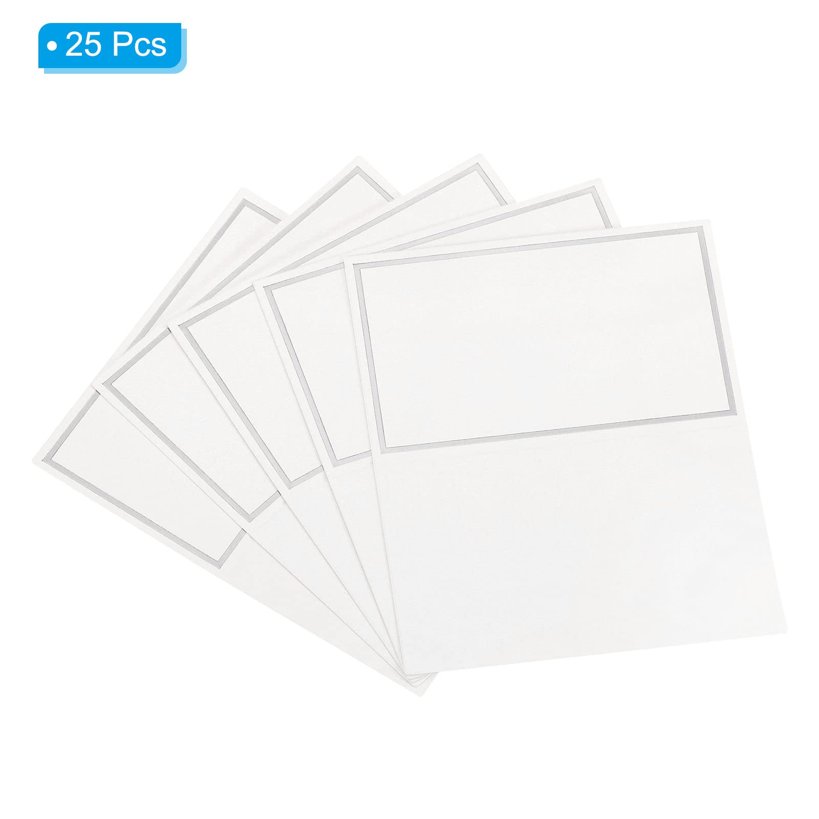 PATIKIL Greeting Cards,25Pcs Favor Decor Foldable Blank Card for Wedding Party DIY Table Name Place Cards,Silver Tone White - Image 3