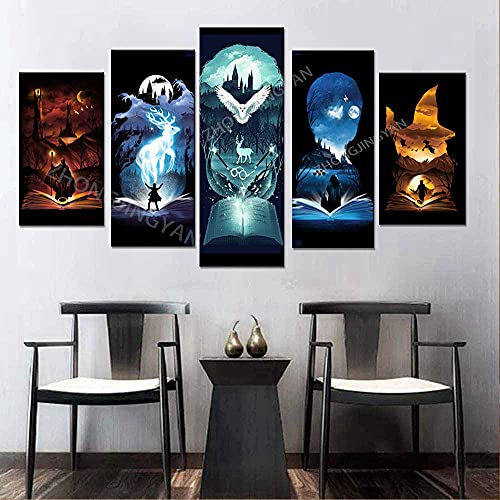 5-teiliges Leinwandbild – Abstraktes Blaues Wolkenuniversum | 200x100 Cm